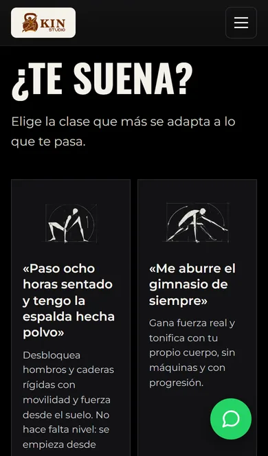 Sección ¿Te suena? de kin-studio.es en el móvil: situaciones reales que llevan a la clase adecuada